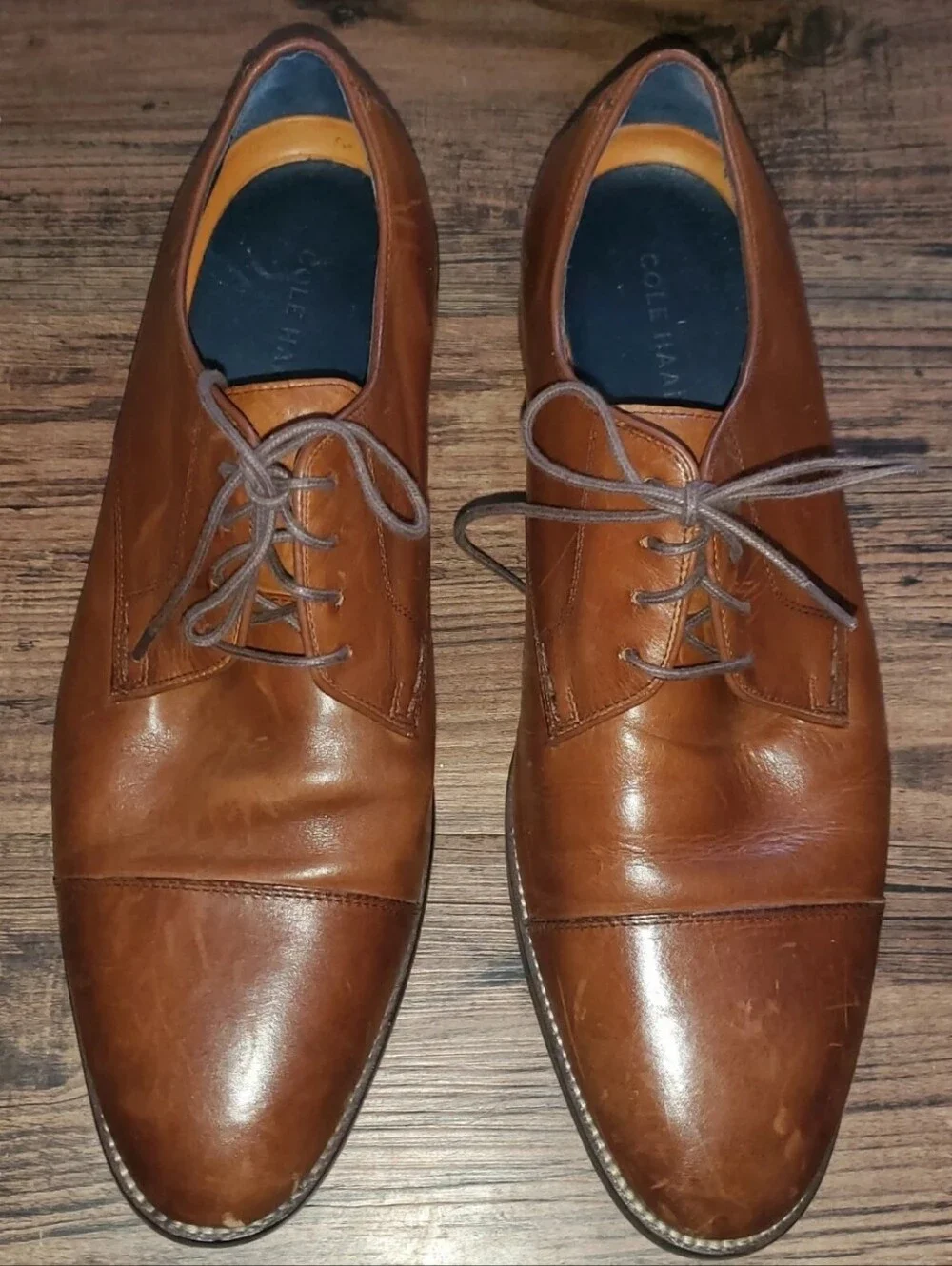 Cole Haan Lenox Hill Brown Leather Cap-Toe Dress Shoes